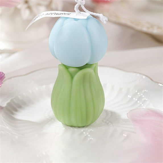 Veeogra Mother's Day Scented Candles Atmospheric Small Candles Candles Set Floral Shaped Candles,Blue