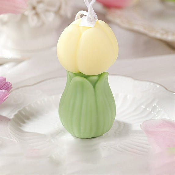 Veeogra Mother's Day Scented Candles Atmospheric Small Candles Candles Set Floral Shaped Candles,Yellow