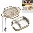 thumbnail image 1 of Veeogra Stainless Steel Insulated Lunch Box 2 Compartments with Soup Bowl Spoon and Fork,Leak Proof Microwaveable Bento Box for Adults,Portable Food Container for Work, 1 of 8