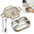thumbnail image 1 of Veeogra Stainless Steel Insulated Lunch Box 3 Compartments with Soup Bowl Spoon and Fork,Leak Proof Microwaveable Bento Box for Adults,Portable Food Container for Work, 1 of 8
