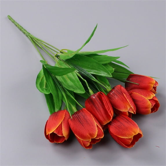 Hot Sale!Veeogra Fake Flowers,Tulips Artificial Flowers,7 Head Artificial Silk Fowers Bunch Wedding Home Outdoor Size 37cm Avilable in 9 Colours,Gifts For Women,Living Room Decor,Red