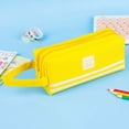 thumbnail image 1 of Veeogra Yellow Double Zipper Pencil Pouch With Handle,Zipper Pencil Pouch,Cute Daily Pen Pouch,Stationery Storage Bag,Pen Organizer Case,Utility Tool Pouch,Lightweight Compact Bag,General Daily Use, 1 of 9