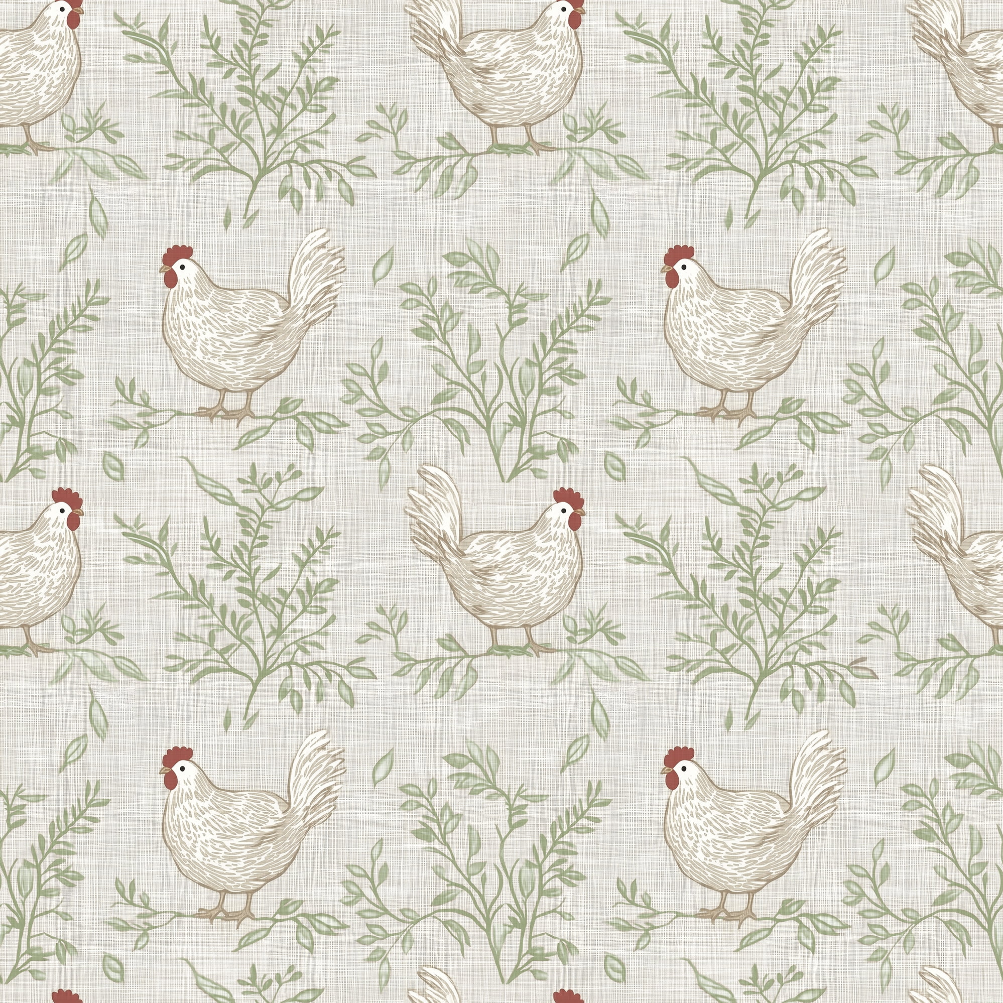 Veer Decor Cluckingham Toile Peel and Stick Wallpaper