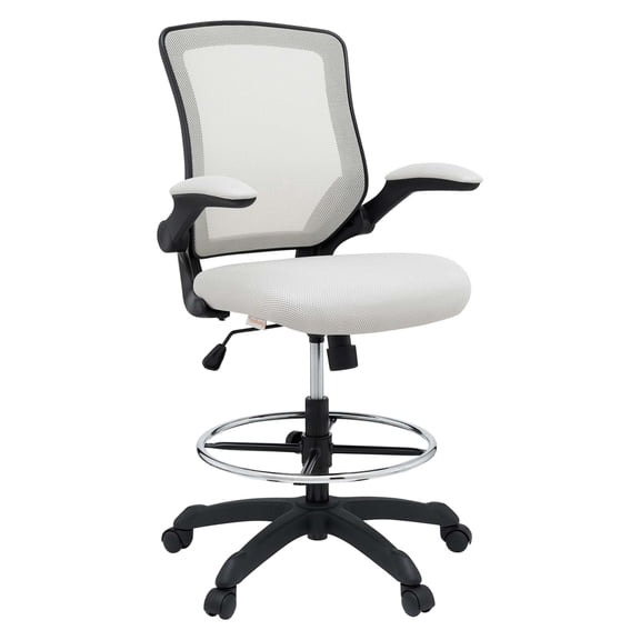 Modway Veer Modern Mesh Fabric & Metal Drafting Chair in Gray