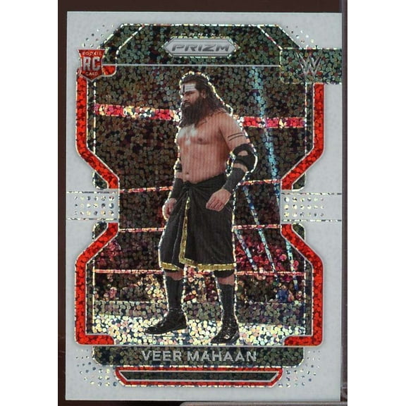 Veer Mahaan Rookie Card 2022 Panini Prizm WWE Prizms White Sparkle #131