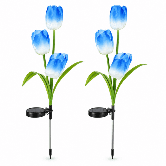 ABCISI Outdoor Solar Tulip LED Flower Light, Christmas Gift, Solar Garden Stake Flowers, Decorative Solar Lamp for Patio Lawn,Solar Path Tulip Lights, Lawn, Garden, Yard, Grave Decoration-Red