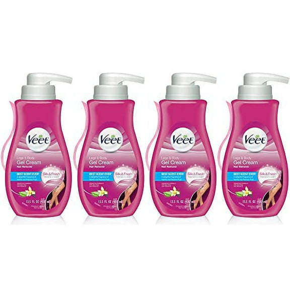 Veet Gel Hair Removal Cream, for Legs & Body, 13.5 oz (Pack of 4)