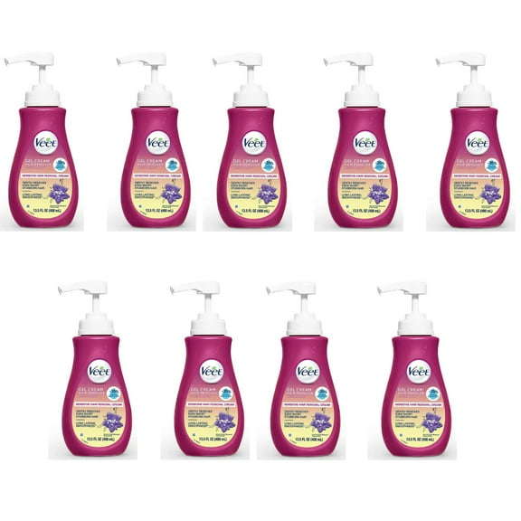 Veet Gel Hair Remover Cream, Sensitive Formula, 13.5 oz (Pack of 9)