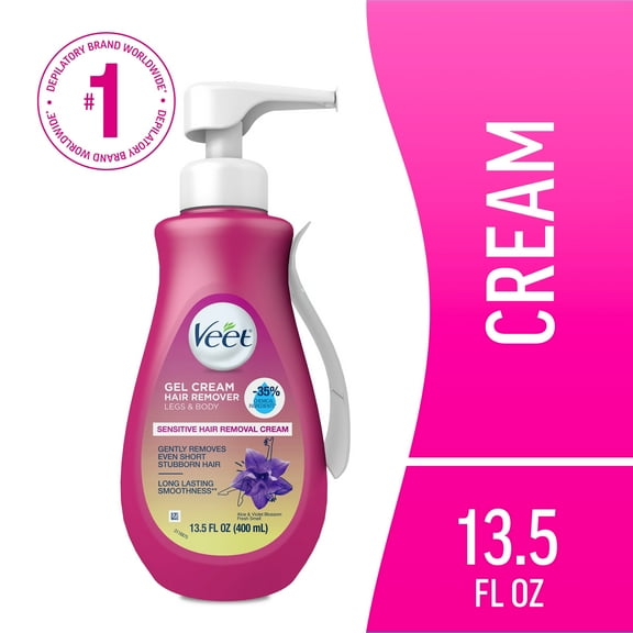 Veet Hair Removal Gel Cream, Body Hair Remover For Women, Sensitive Skin, 13.5 fl oz Pump Bottle