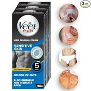 Veet Hair Removal Cream for Men, Sensitive Skin, 50g Each Pack of 3