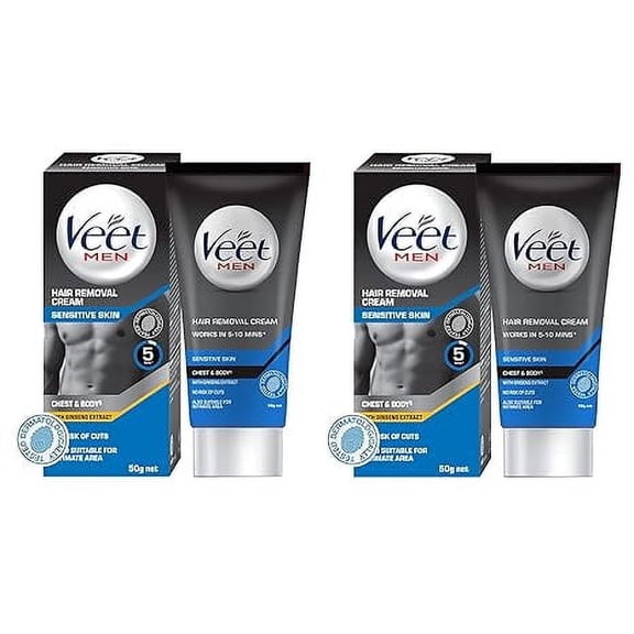Veet Hair Removal Cream for Men, Sensitive Skin - 50g (Pack of 2)