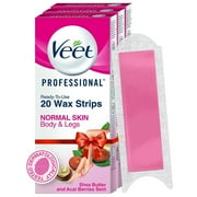 Veet Professional Waxing Strips Kit For Normal Skin, 20 Strips Pack Of 3 | Gel Wax Hair Removal For Women | Up To 28 Days Of Smoothness | No Wax Heater Or Wax Beans Required