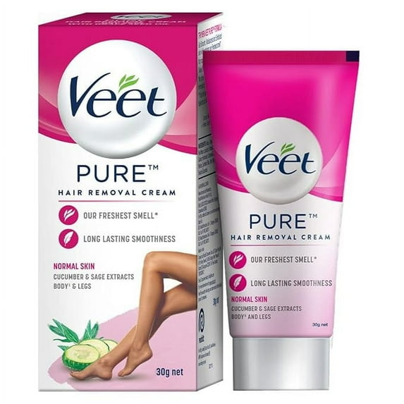 Veet Pure Hair Removal Cream for Women With No Ammonia Smell, Normal Skin - (30g * 3) pack of 3
