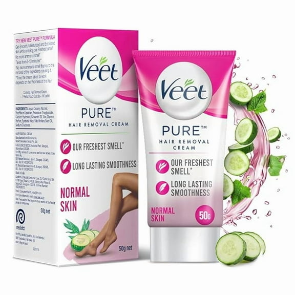 Veet Pure Hair Removal Cream for Women for Normal Skin - 50g (pack of 2)