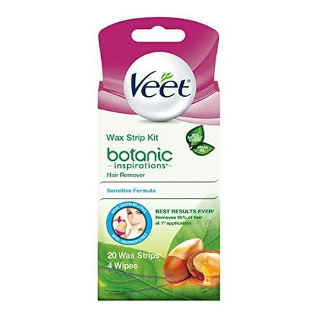 Veet Ready-To-Use Wax Strip Hair Remover Kit Sensitive Formula 20 Count Each