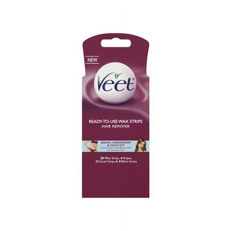 Veet Ready To Use Wax Strips Hair Remover For Body, Bikini And Face - 20 Ea
