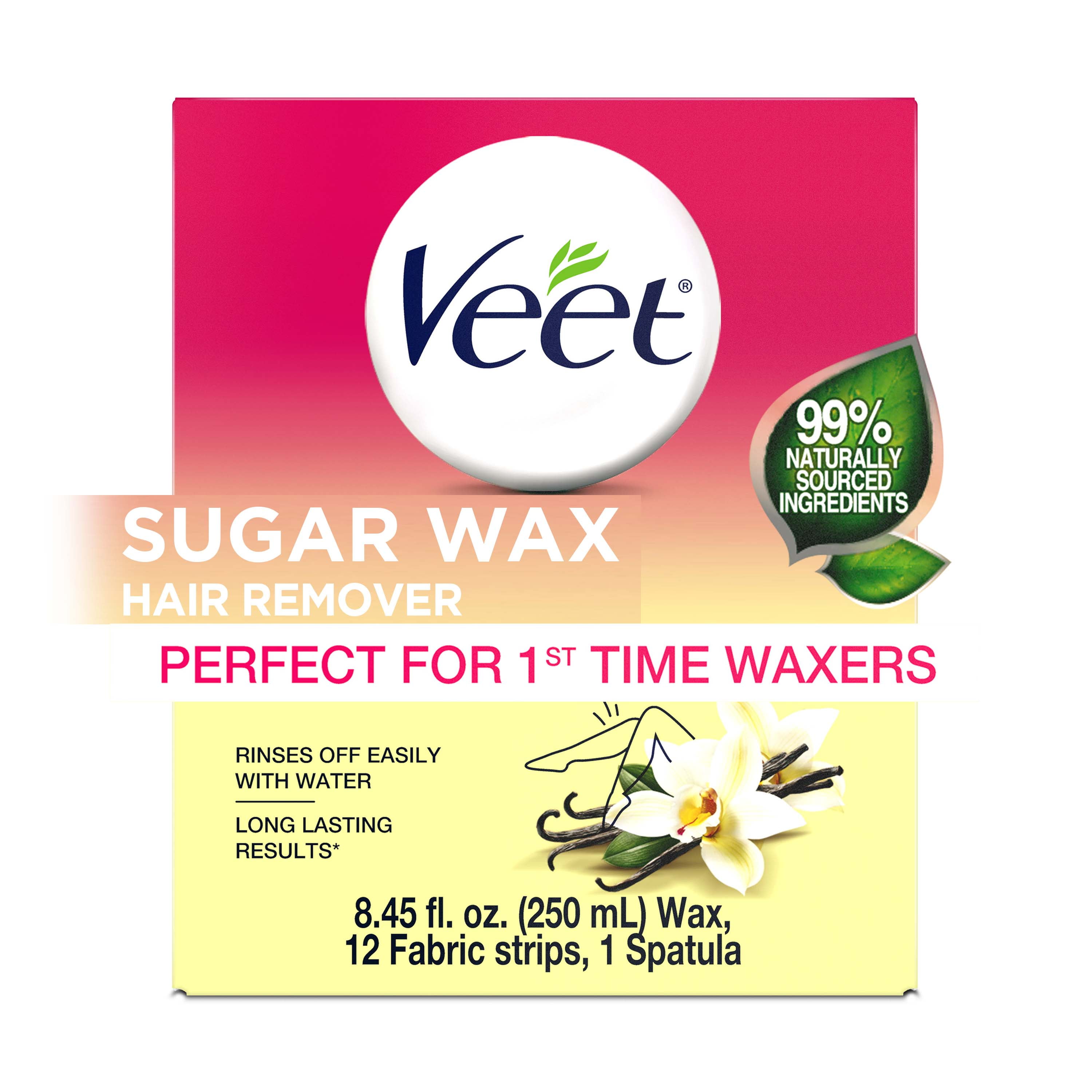 Veet Sugar Wax Hair Remover Waxing Kit With 12 Fabric Strips & 1