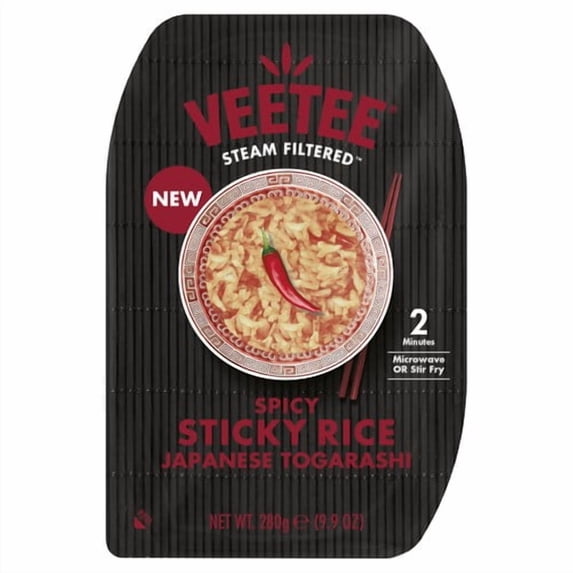 Veetee Japanese Togarashi Spicy Sticky Microwavable Rice 250g, British Import (Pack of 3)