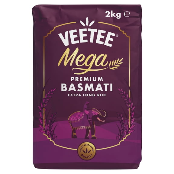 Veetee Mega Premium Basmati Extra Long Rice 2kg, Imported from Britain