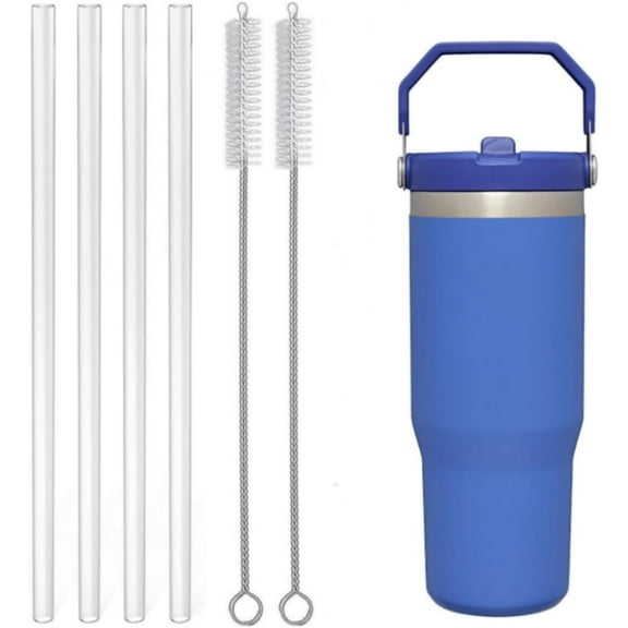 Veevvio Reusable Clear Drinking Straws Compatible with Stanley Iceflow 4 Pack