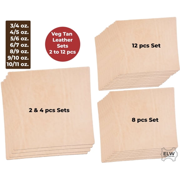Veg Tan Tooling Leather 3/4 5/6 6/7 8/9 9/10 11/12 oz 1-4.8mm Bundle Sets