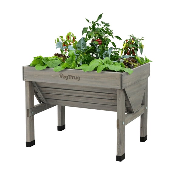 VegTrug Classic Raised Bed Cedar Wood Planter, Grey Wash, Small 1m