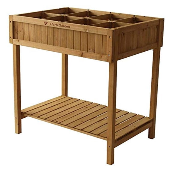 VegTrug Custom Wooden Raised Herb Garden Bed Planter Box with Herb Liners