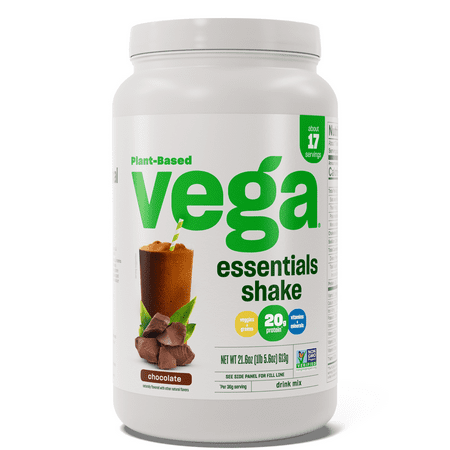 Vega Essentials Plant Protein Powder, Chocolate, 20g Protein, 1.4lb, 21.6oz, with FREE $5 eGift Card Promo