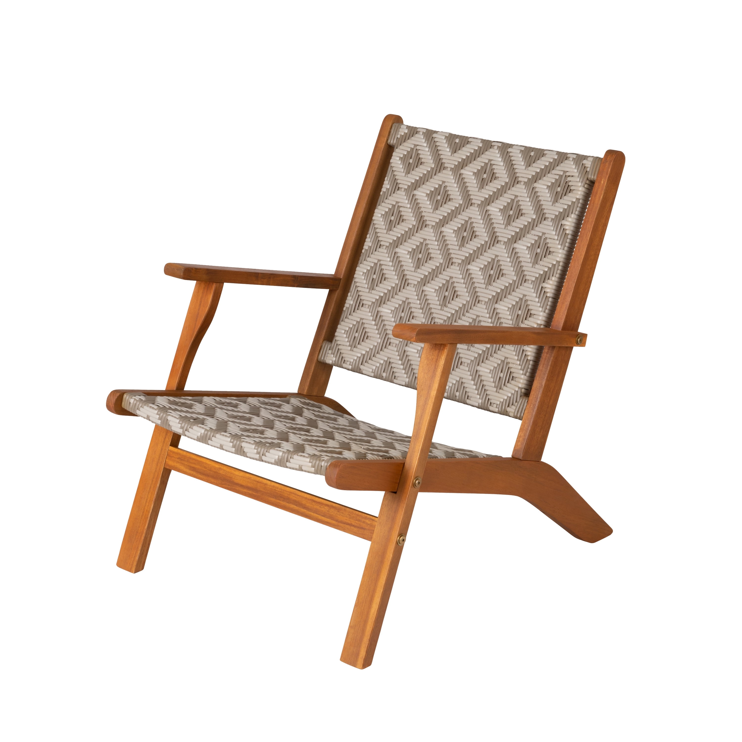 Vega Natural Acacia Diamond-Weave Outdoor Armchair