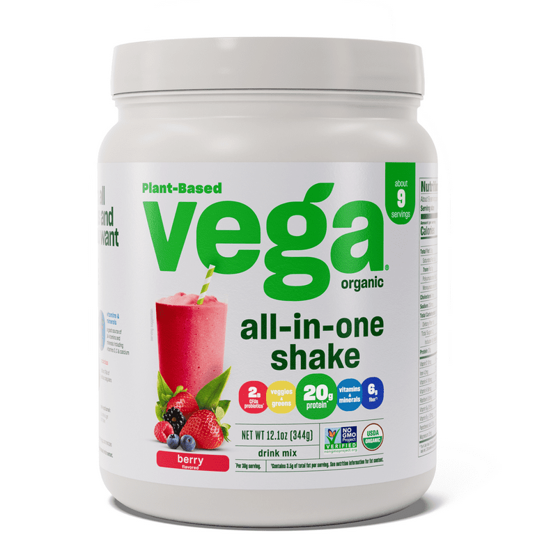 Vega One Organic All-in-One Plant Protein Powder, Berry, 20g Protein, 12.1oz