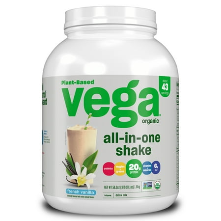Vega - One All-In-One Organic Plant Based Shake Powder Drink Mix French Vanilla - 58.1 oz.