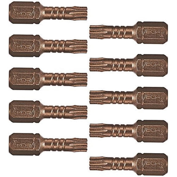Vega P125T10A Torx 10 Professional Grade Screwdriver Insert Bit - 10 Pack