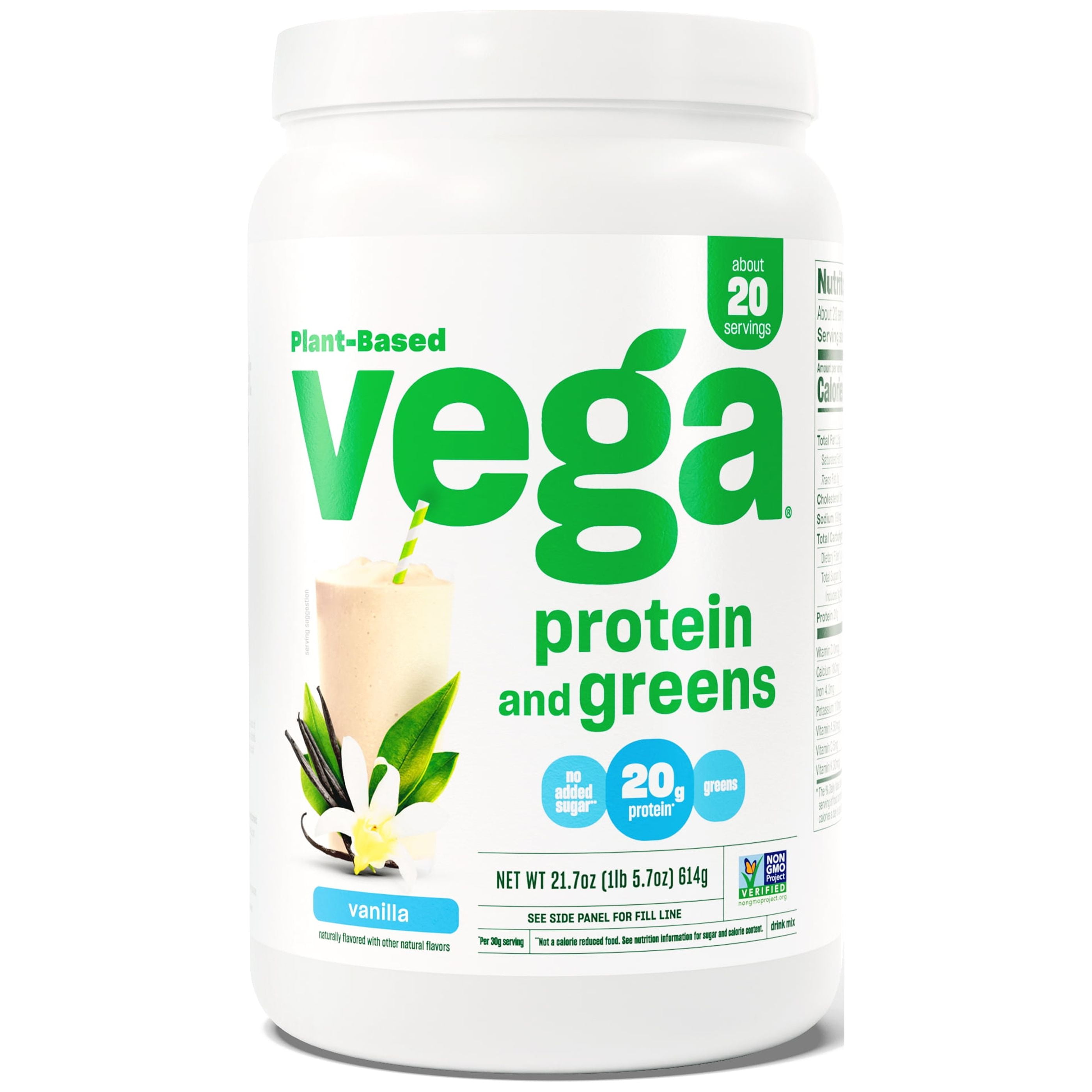 Vega Protein & Greens PlantBased Protein Powder, Vanilla, 20 Servings