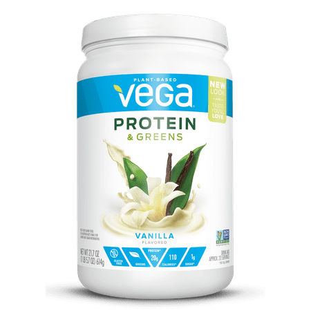 (2 pack) Vega Plant Protein & Greens Powder, Vanilla, 20g Protein, 1.4lb, 21.7oz