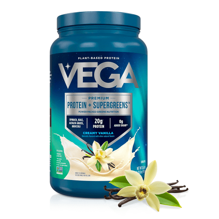 Vega - Protein & Greens Plant-Based Protein Powder, Vanilla, Gluten-Free, 20g Protein, 25 Servings (26.08oz)
