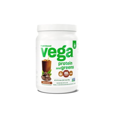Vega - Protein & Greens, US Chocolate, Gluten-Free, 20g Protein, (18.4oz)
