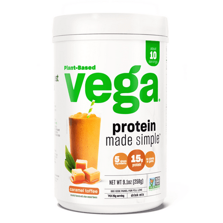 Vega Protein Made Simple Vegan Protein Powder US Caramel Toffee (9.1oz, 10 Servings)