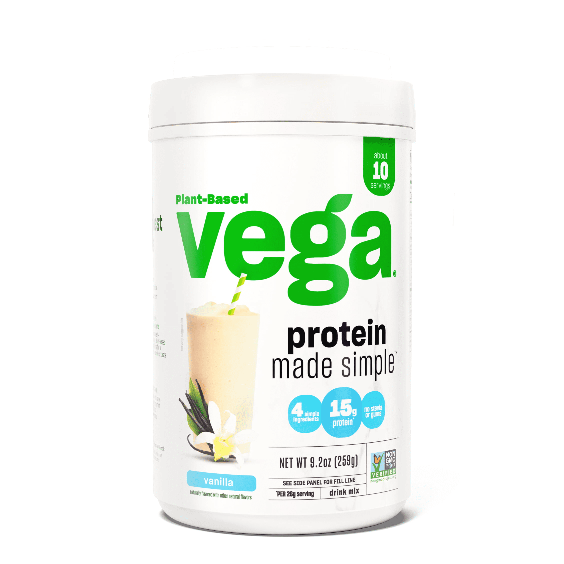 Vega Protein Made Simple, Vanilla, 10 Servings (9.2oz), Size: 9.2 fl oz
