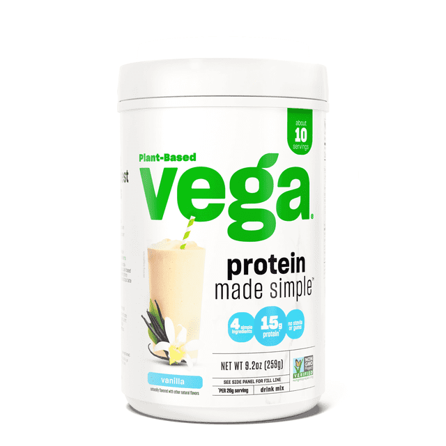 Vega Protein Made Simple Vegan Protein Powder, Vanilla (9.2oz, 10 Servings)