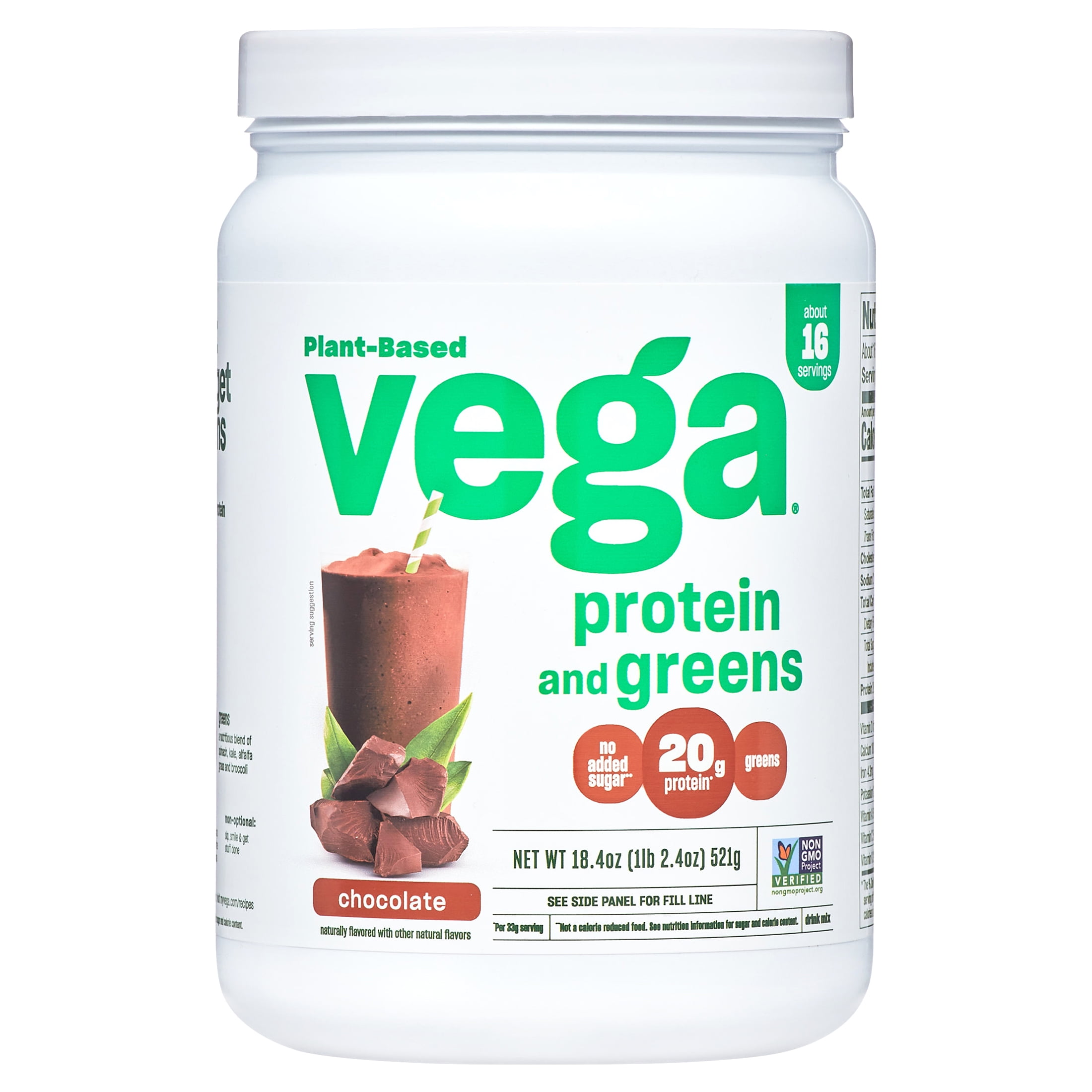 Vega Protein and Greens Plant Based Protein Powder, Chocolate (18.4oz