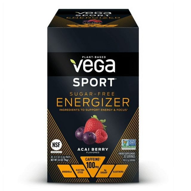 Vega Sport Pre Workout Energizer Powder, SugarFree Acai Berry, 0.11 Oz