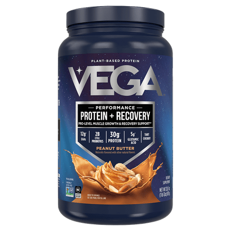 Vega Protein Powder + Recovery Support, Peanut Butter, 19 Servings, 28.7oz