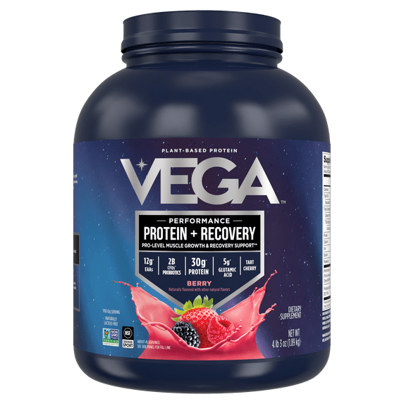 Vega Plant-Based Protein, Performance Protein + Recovery, Berry, 4 lb 3 oz (1.89 kg)