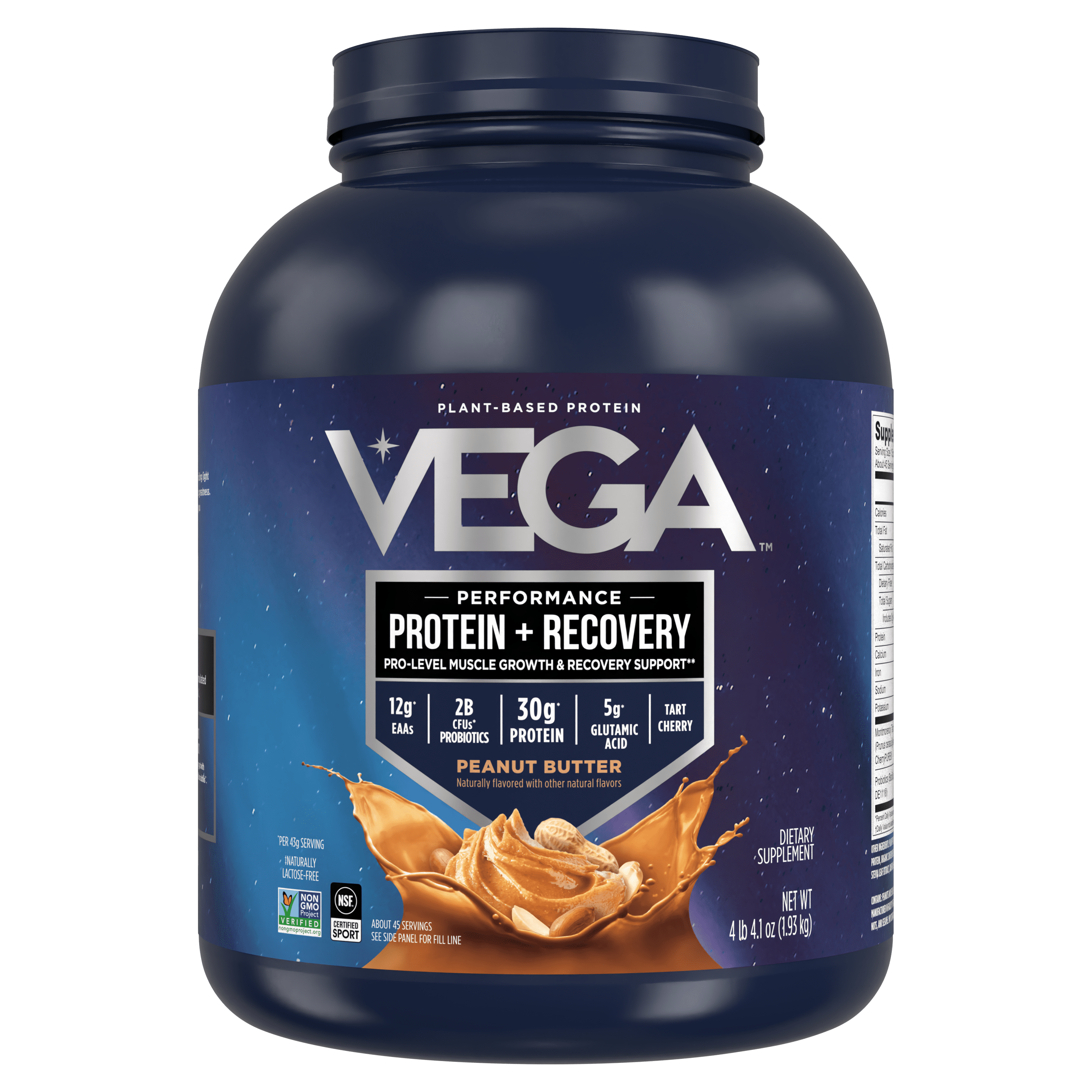 Vega Plant-Based Protein, Performance Protein + Recovery, Peanut Butter, 4 lb 4.1 oz (1.93 kg)