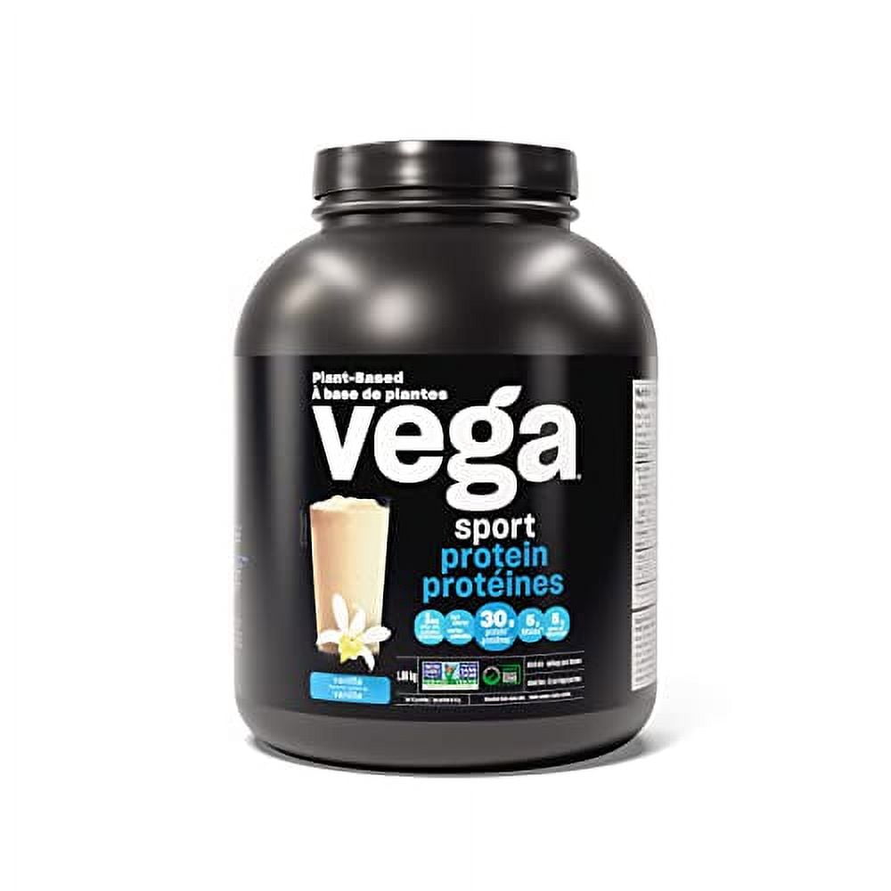 Vega Sport Protein Powder Vanilla, 45 Servings, 1.86kg Plant Based Vegan Protein Powder, BCAAs