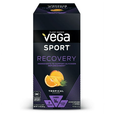 Vega Sport Recovery Powder, Tropical, 12 Ct