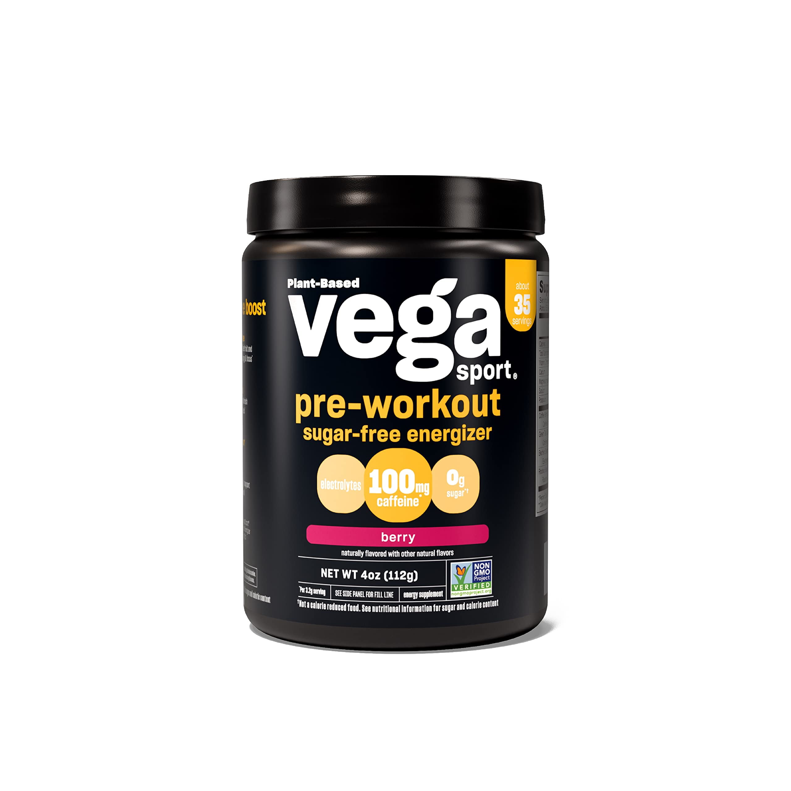 Vega Sport Sugar Free PreWorkout Energizer, Berry Pre Workout Powder