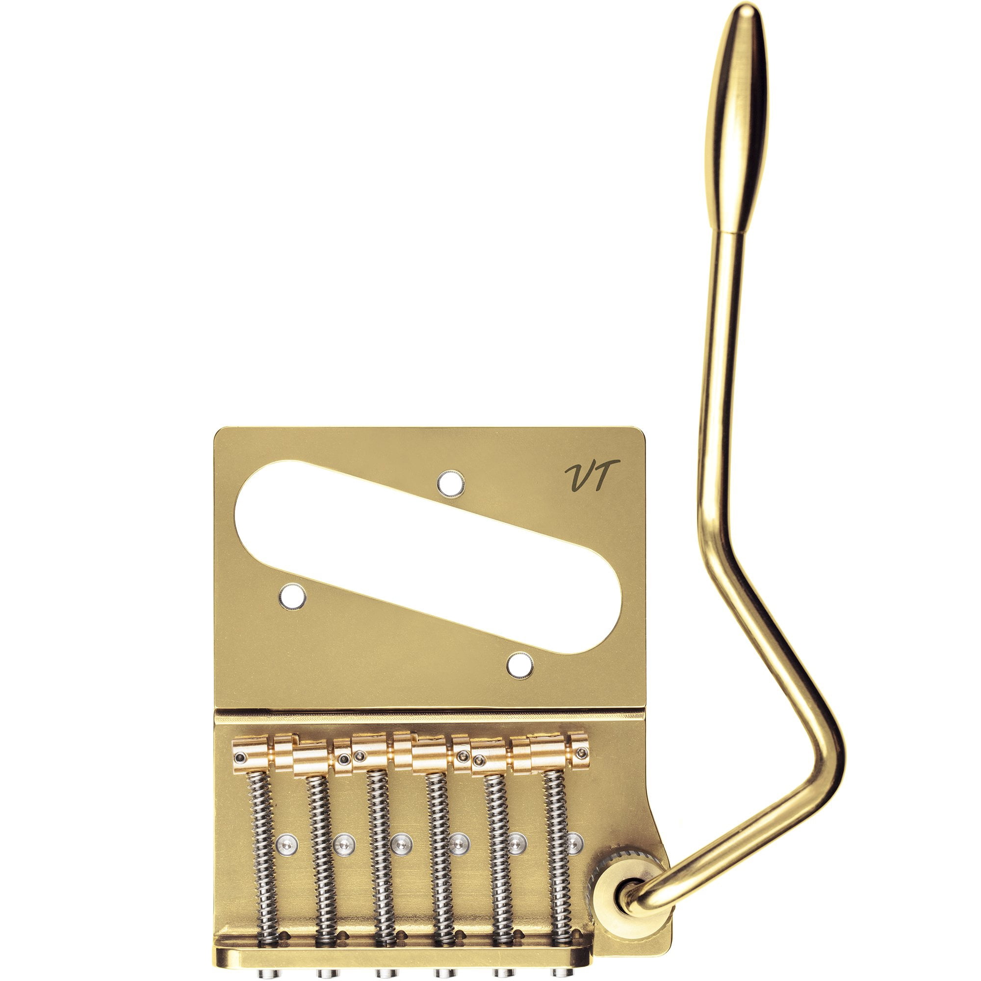 Vega-Trem VT2ND TeleTrem Modern Gold w/out Logo  No-Drill Tremolo for Telecaster-Style Guitars Modern 66 mm Layout, Patented 3-Pair Independent Brass Saddles, Tension-Adjustable