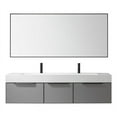 thumbnail image 1 of Vegadeo 72" Double White Composite Stone Sink Top Bath Vanity in Grey w/ Mirror, 1 of 12