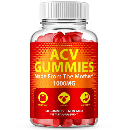 Vegan 1000mg Apple Cider Vinegar Gummies for Digestion Detox (60 Gummies)